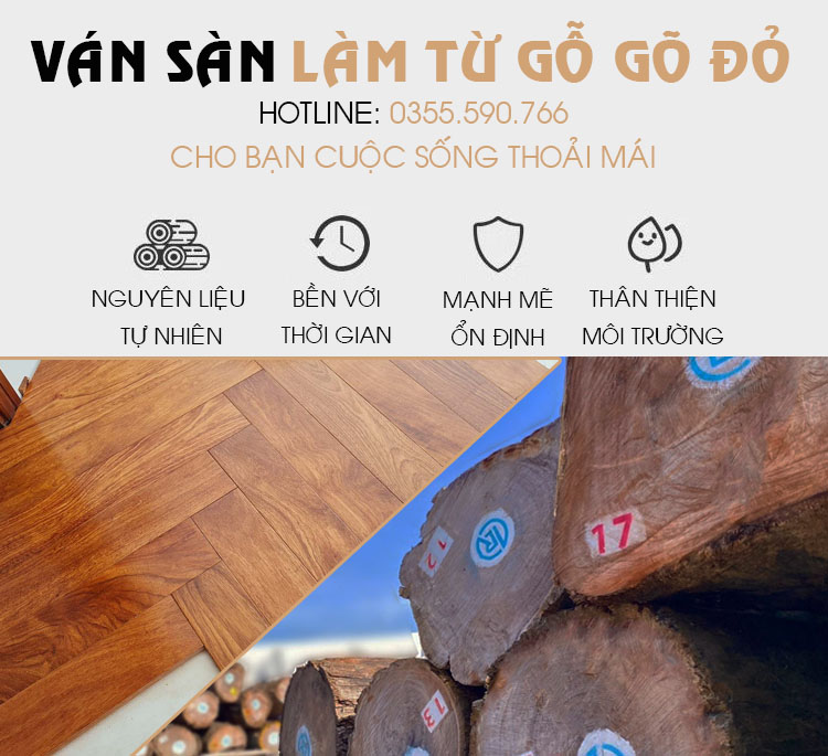 Sàn gỗ gõ đỏ Nam Phi nguyên tấm đặc