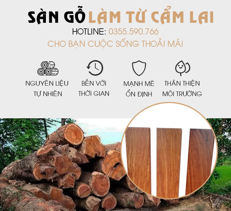 Sàn Gỗ được làm nguyên khối gỗ quý cẩm lai