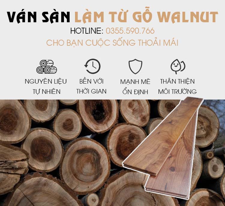 Sàn Gỗ Walnut - Óc Chó tự nhiên thân thiện môi trường