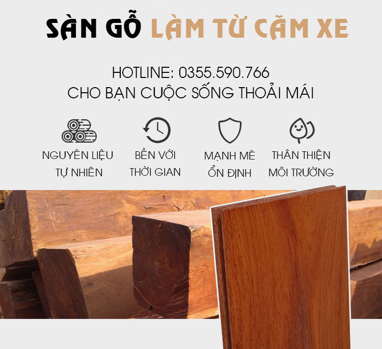 sàn gỗ căm xe chống thấm nước